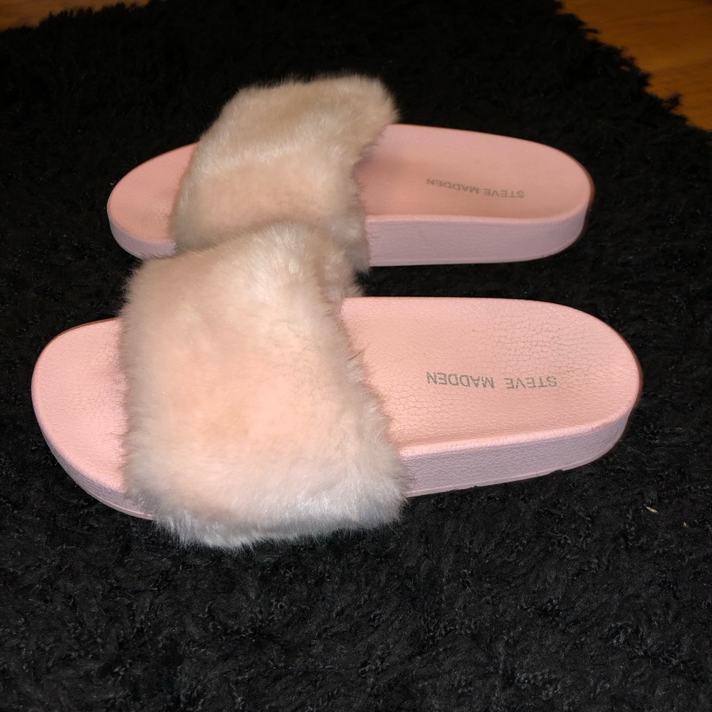 Steve Madden fur slides